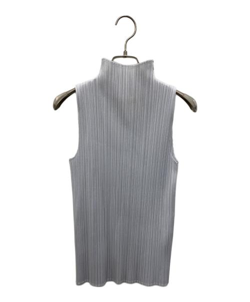 PLEATS PLEASE ISSEY MIYAKE（プリーツプリーズ イッセイミヤケ）PLEATS PLEASE ISSEY MIYAKE (プリーツプリーズ イッセイミヤケ) ノースリーブカットソー ライトグレー サイズ:3の古着・服飾アイテム