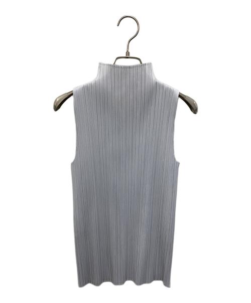 PLEATS PLEASE ISSEY MIYAKE（プリーツプリーズ イッセイミヤケ）PLEATS PLEASE ISSEY MIYAKE (プリーツプリーズ イッセイミヤケ) ノースリーブカットソー ライトグレー サイズ:3の古着・服飾アイテム