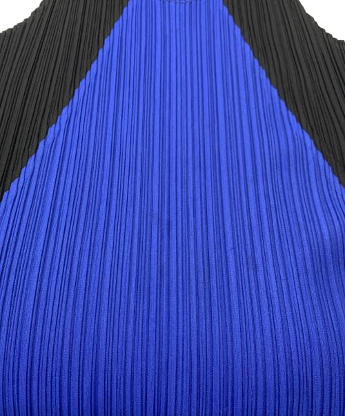 PLEATS PLEASE ISSEY MIYAKE（プリーツプリーズ イッセイミヤケ）PLEATS PLEASE ISSEY MIYAKE (プリーツプリーズ イッセイミヤケ) ■ノースリーブプリーツカットソー ネイビー×ブラック サイズ:3の古着・服飾アイテム