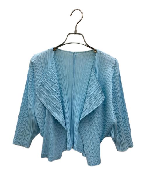 PLEATS PLEASE ISSEY MIYAKE（プリーツプリーズ イッセイミヤケ）PLEATS PLEASE ISSEY MIYAKE (プリーツプリーズ イッセイミヤケ) プリーツカーディガン スカイブルー サイズ:3の古着・服飾アイテム