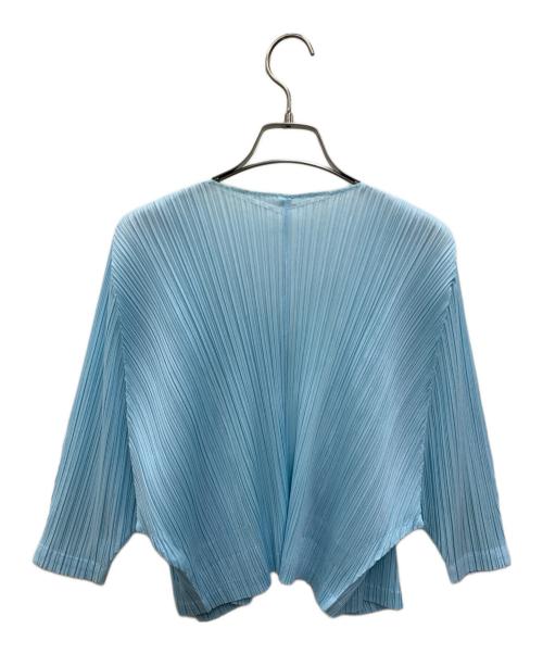 PLEATS PLEASE ISSEY MIYAKE（プリーツプリーズ イッセイミヤケ）PLEATS PLEASE ISSEY MIYAKE (プリーツプリーズ イッセイミヤケ) プリーツカーディガン スカイブルー サイズ:3の古着・服飾アイテム
