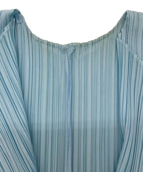 PLEATS PLEASE ISSEY MIYAKE（プリーツプリーズ イッセイミヤケ）PLEATS PLEASE ISSEY MIYAKE (プリーツプリーズ イッセイミヤケ) プリーツカーディガン スカイブルー サイズ:3の古着・服飾アイテム