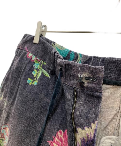 Yohji Yamamoto pour homme（ヨウジヤマモト プールオム）Yohji Yamamoto pour homme (ヨウジヤマモト プールオム) コットンリネンフラワーワイドショートパンツ チャコールグレー サイズ:5の古着・服飾アイテム