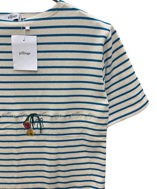 pillings（ピリングス）pillings (ピリングス) カットソー アイボリー×ブルー サイズ:FREE 未使用品の古着・服飾アイテム