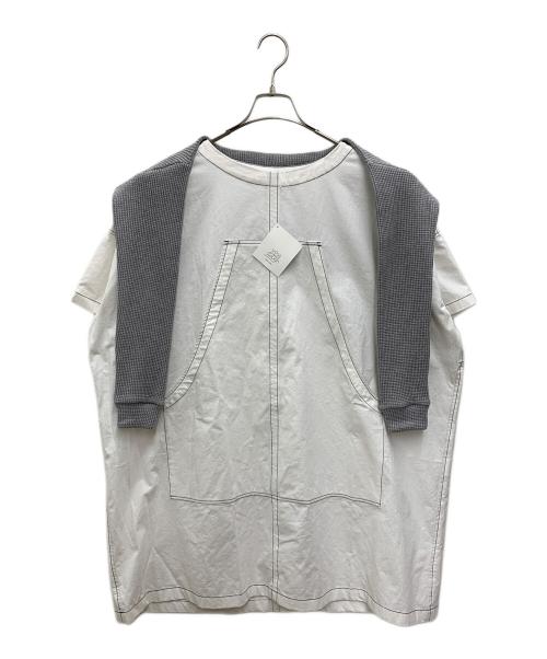 youmolaugh（ユーモラフ）youmolaugh (ユーモラフ) 変形チュニック ホワイト×グレー サイズ:FREE 未使用品の古着・服飾アイテム