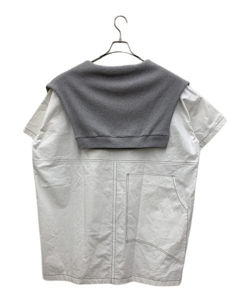 youmolaugh（ユーモラフ）youmolaugh (ユーモラフ) 変形チュニック ホワイト×グレー サイズ:FREE 未使用品の古着・服飾アイテム