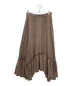 CLANEクラネ）の古着「フリルプリーツボリュームスカート」｜ベージュ