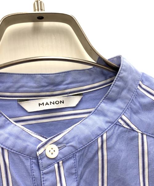 manon（マノン）MANON (マノン) ストライプアミカルシャツ スカイブルーの古着・服飾アイテム