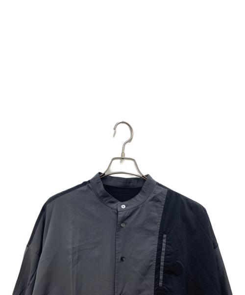 antiqua（アンティカ）antiqua (アンティカ) 異素材切替バンドカラーシャツ グレー サイズ:FREEの古着・服飾アイテム