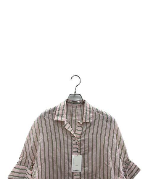 Lallia Mu（ラリア ムー）Lallia Mu (ラリア ムー) シアーシャツ ピンク×グリーン サイズ:38 未使用品の古着・服飾アイテム