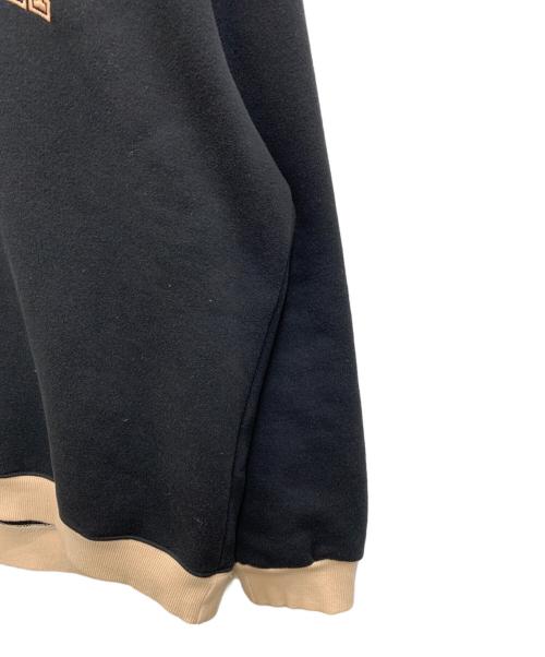 muahmuah（ムーアムーア）muahmuah (ムーアムーア) ラインコンビVネックスウェットシャツ ブラック×ベージュ サイズ:FREEの古着・服飾アイテム