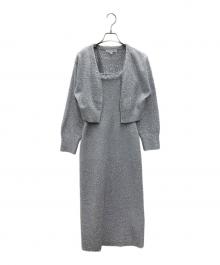 MERCURY DUO（マーキュリーデュオ）の古着「ラメシャギーカーデセットキャミニットワンピース」｜シルバー