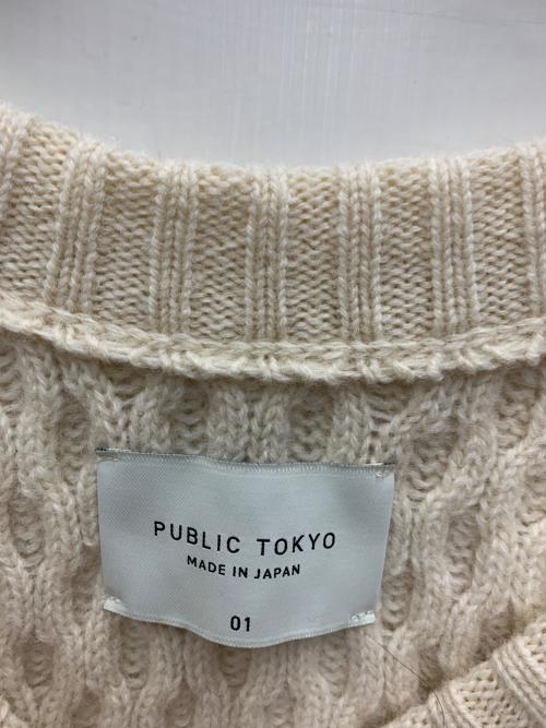 PUBLIC TOKYO（パブリックトウキョウ）PUBLIC TOKYO (パブリックトウキョウ) 厚手ニット アイボリー×レッド サイズ:1の古着・服飾アイテム