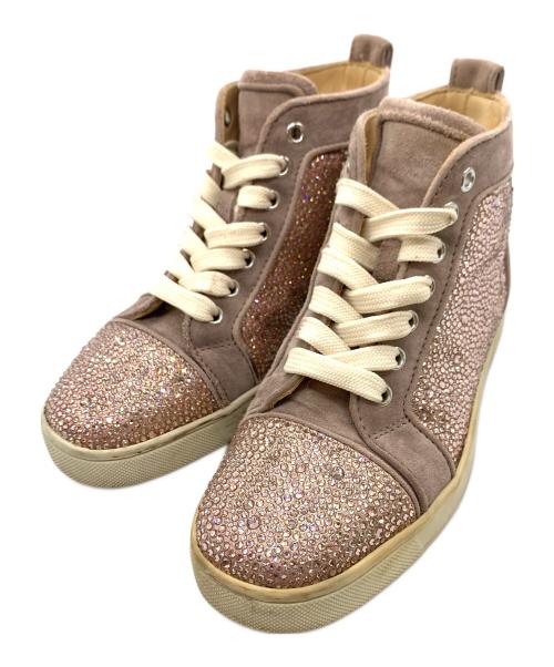 Christian Louboutin（クリスチャン・ルブタン）Christian Louboutin (クリスチャン・ルブタン) ハイカットスニーカー ピンク×ホワイト サイズ:35の古着・服飾アイテム