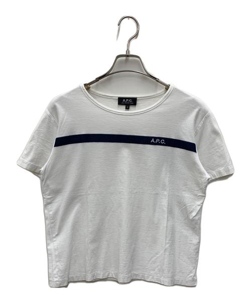 A.P.C.（アーペーセー）A.P.C. (アーペーセー) 半袖カットソー ホワイト×ネイビー サイズ:Sの古着・服飾アイテム
