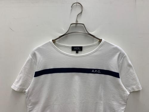 A.P.C.（アーペーセー）A.P.C. (アーペーセー) 半袖カットソー ホワイト×ネイビー サイズ:Sの古着・服飾アイテム