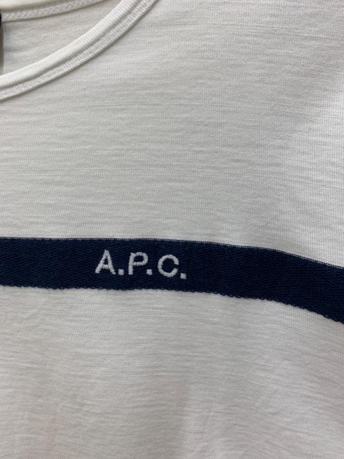 A.P.C.（アーペーセー）A.P.C. (アーペーセー) 半袖カットソー ホワイト×ネイビー サイズ:Sの古着・服飾アイテム