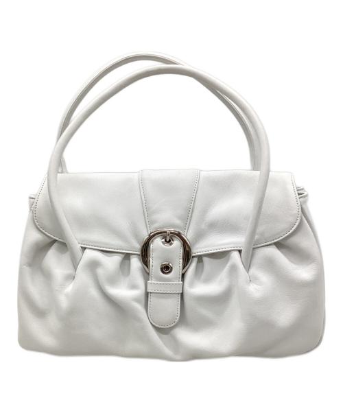 KITAMURA（キタムラ）KITAMURA (キタムラ) レザーハンドバッグ ホワイトの古着・服飾アイテム