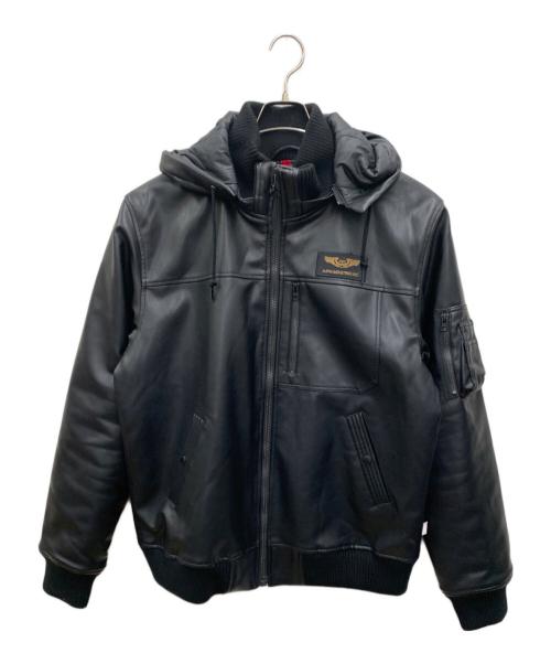 ALPHA（アルファ）ALPHA (アルファ) フーテッドリブジャケット ブラック サイズ:XLの古着・服飾アイテム