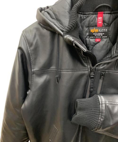 ALPHA（アルファ）ALPHA (アルファ) フーテッドリブジャケット ブラック サイズ:XLの古着・服飾アイテム