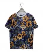 stussyステューシー）の古着「半袖カットソー」｜ネイビー×オレンジ