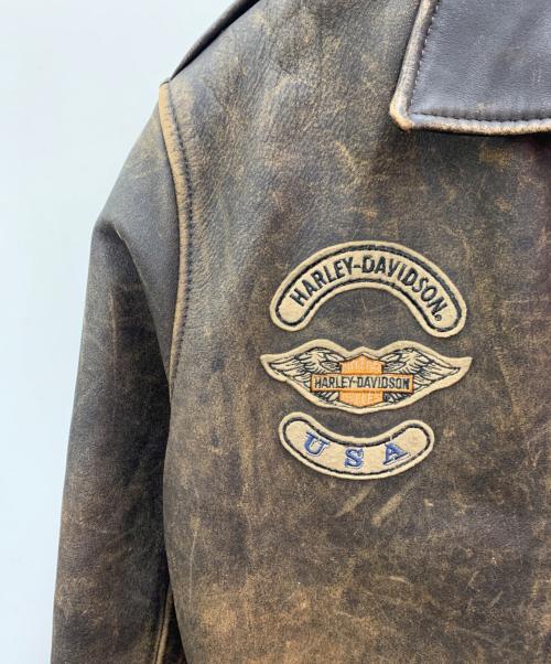 HARLEY-DAVIDSON（ハーレーダビッドソン）HARLEY-DAVIDSON (ハーレーダビッドソン) レザージャケット ブラウン サイズ:Sの古着・服飾アイテム