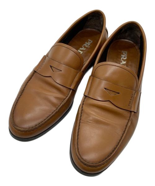 PRADA（プラダ）PRADA (プラダ) コインローファー ブラウン サイズ:6 1/2の古着・服飾アイテム