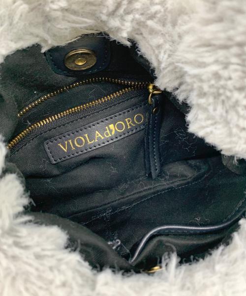 VIOLAd'ORO（ヴィオラドーロ）VIOLAd'ORO (ヴィオラドーロ) ファーハンドバッグ グレーの古着・服飾アイテム
