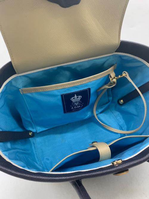 A.D.M.J.（エーディーエムジェイ）A.D.M.J. (エーディーエムジェイ) ハンドバッグ ネイビーの古着・服飾アイテム