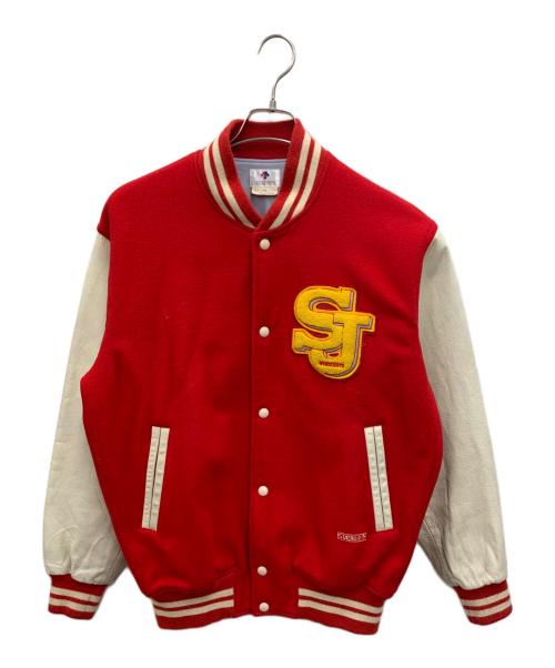 DESCENTE（デサント）DESCENTE (デサント) スタジャン レッド×アイボリーの古着・服飾アイテム