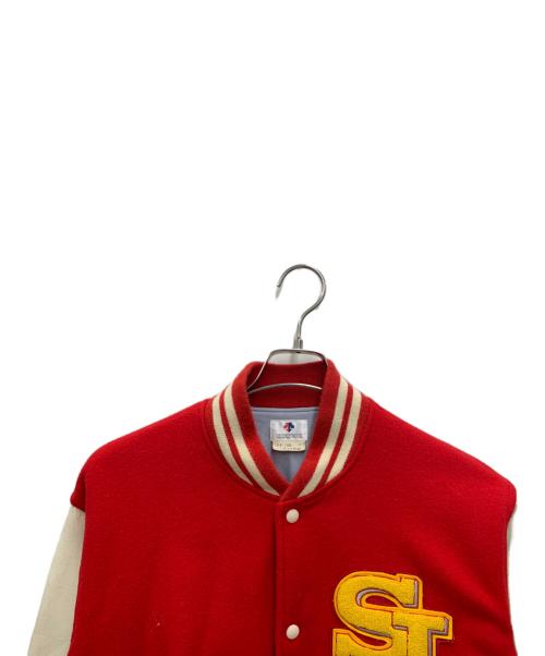 DESCENTE（デサント）DESCENTE (デサント) スタジャン レッド×アイボリーの古着・服飾アイテム