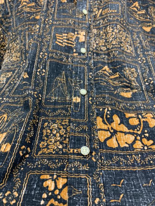 reyn spooner（レイン スプナー）reyn spooner (レイン スプナー) 半袖シャツ ブラック×オレンジ サイズ:Mの古着・服飾アイテム