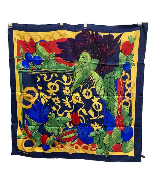 CELINE（セリーヌ）CELINE (セリーヌ) シルクスカーフ ブルーの古着・服飾アイテム