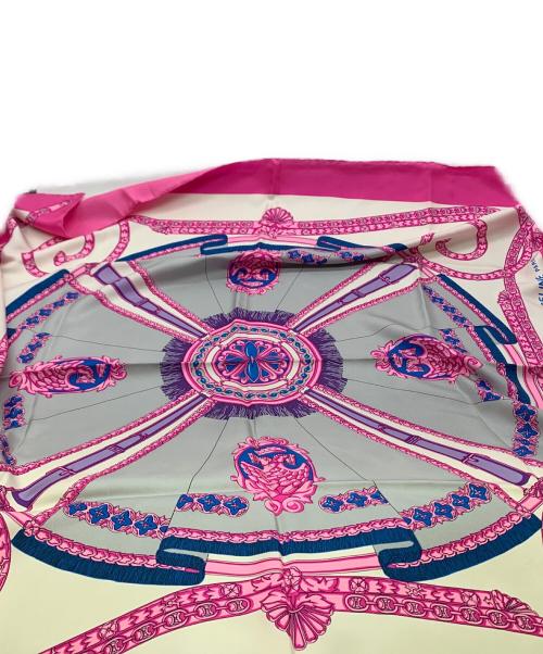 CELINE（セリーヌ）CELINE (セリーヌ) シルクスカーフ ホワイト×ピンクの古着・服飾アイテム