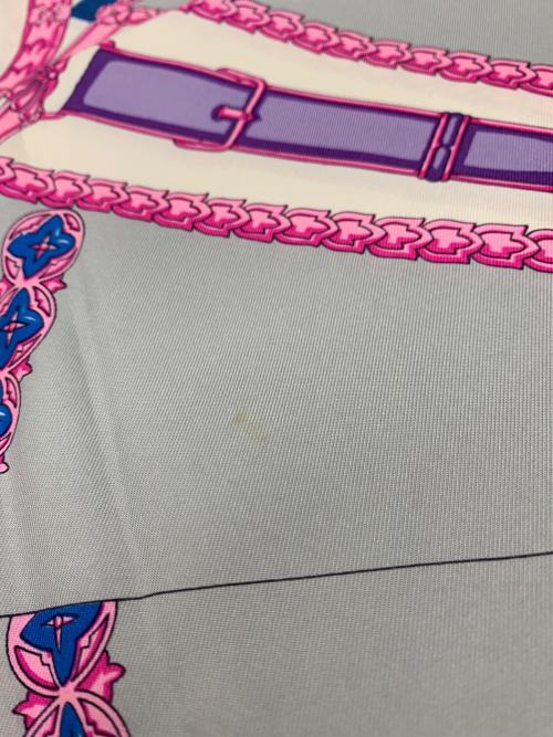 CELINE（セリーヌ）CELINE (セリーヌ) シルクスカーフ ホワイト×ピンクの古着・服飾アイテム