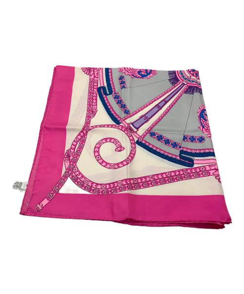 CELINE（セリーヌ）CELINE (セリーヌ) シルクスカーフ ホワイト×ピンクの古着・服飾アイテム