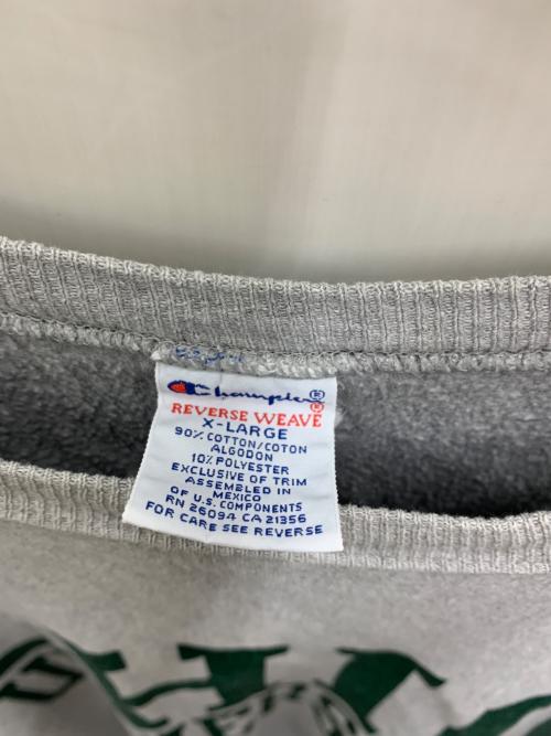 Champion REVERSE WEAVE（チャンピオン リバース ウィーブ）Champion REVERSE WEAVE (チャンピオン リバース ウィーブ) スウェット グレー×グリーン サイズ:XLの古着・服飾アイテム