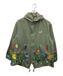 go slow caravan（ゴースローキャラバン）の古着「スラブサテンパネル刺繍モッズコート」｜オリーブ