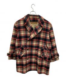 NORTH MARINE DRIVE（ノースマリンドライブ）の古着「チェックウールコート」｜レッド×ブラック