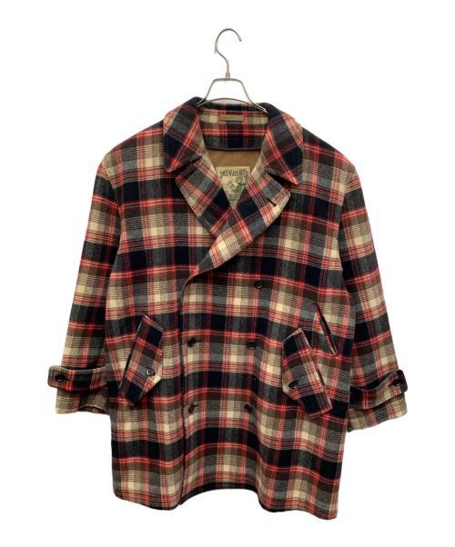 NORTH MARINE DRIVE（ノースマリンドライブ）NORTH MARINE DRIVE (ノースマリンドライブ) チェックウールコート レッド×ブラック サイズ:FREEの古着・服飾アイテム
