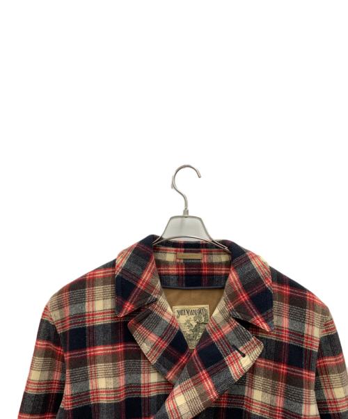 NORTH MARINE DRIVE（ノースマリンドライブ）NORTH MARINE DRIVE (ノースマリンドライブ) チェックウールコート レッド×ブラック サイズ:FREEの古着・服飾アイテム