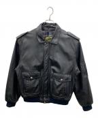 GENUINE LEATHERジェニュインレザー）の古着「レザージャケット」｜ブラック
