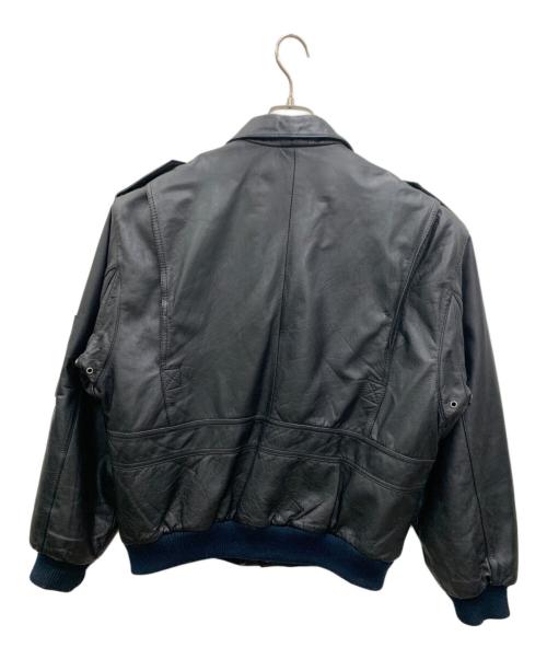 GENUINE LEATHER（ジェニュインレザー）GENUINE Leather (ジェニュインレザー) レザージャケット ブラック サイズ:Lの古着・服飾アイテム