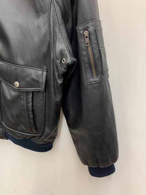 GENUINE LEATHER（ジェニュインレザー）GENUINE Leather (ジェニュインレザー) レザージャケット ブラック サイズ:Lの古着・服飾アイテム