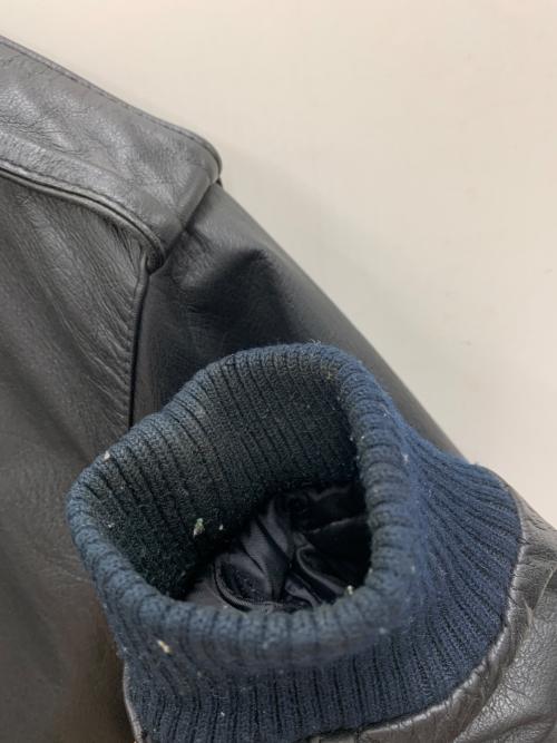 GENUINE LEATHER（ジェニュインレザー）GENUINE Leather (ジェニュインレザー) レザージャケット ブラック サイズ:Lの古着・服飾アイテム