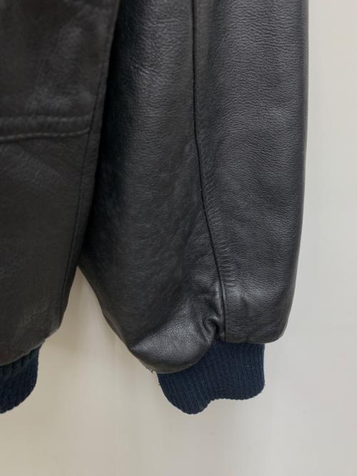 GENUINE LEATHER（ジェニュインレザー）GENUINE Leather (ジェニュインレザー) レザージャケット ブラック サイズ:Lの古着・服飾アイテム