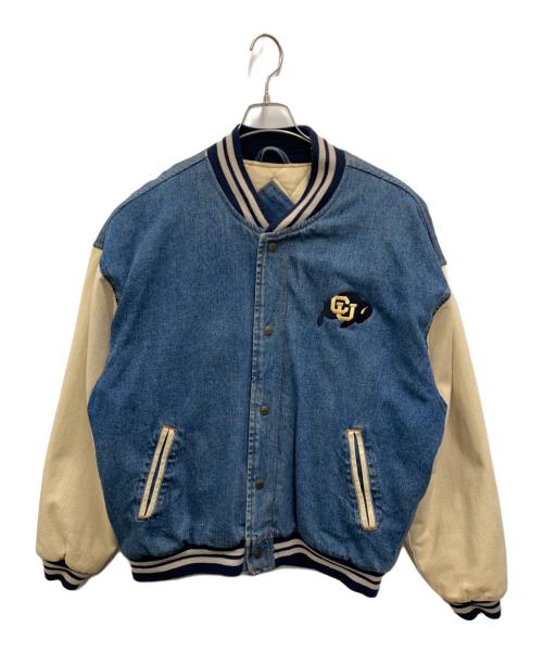 mvsport（エムブイ スポーツ）MVSPORT (エムブイ スポーツ) デニムスタジャン ブルー×ベージュ サイズ:Lの古着・服飾アイテム