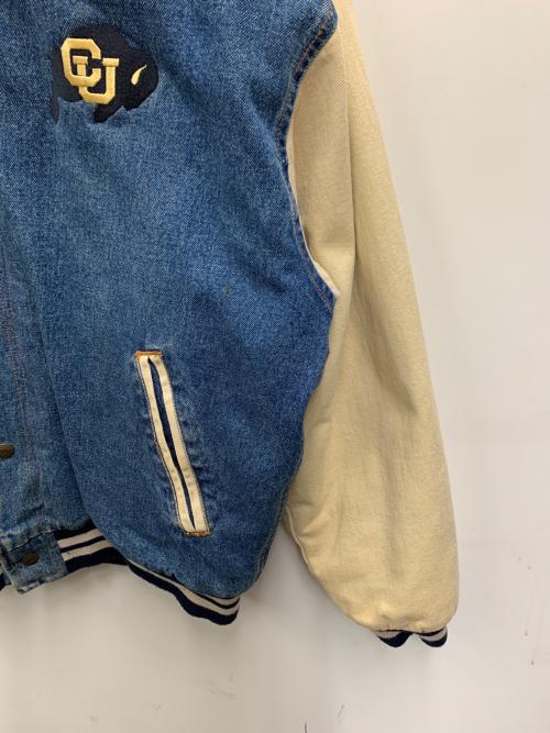 mvsport（エムブイ スポーツ）MVSPORT (エムブイ スポーツ) デニムスタジャン ブルー×ベージュ サイズ:Lの古着・服飾アイテム