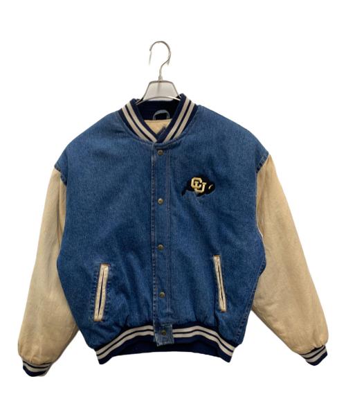 mvsport（エムブイ スポーツ）MVSPORT (エムブイ スポーツ) デニムスタジャン ブルー×ベージュ サイズ:Mの古着・服飾アイテム