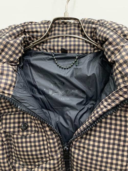 COACH（コーチ）COACH (コーチ) フーデットダウンジャケット ブラウン×ブラック サイズ:XSの古着・服飾アイテム